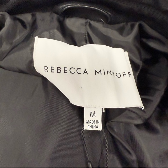 NWT Rebecca Minkoff Vegan Lambskin Leather Blazer Size M Black Single Breasted - Picture 7 of 12